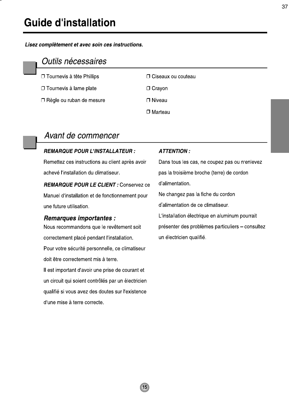 Français | Friedrich CP08 User Manual | Page 37 / 62