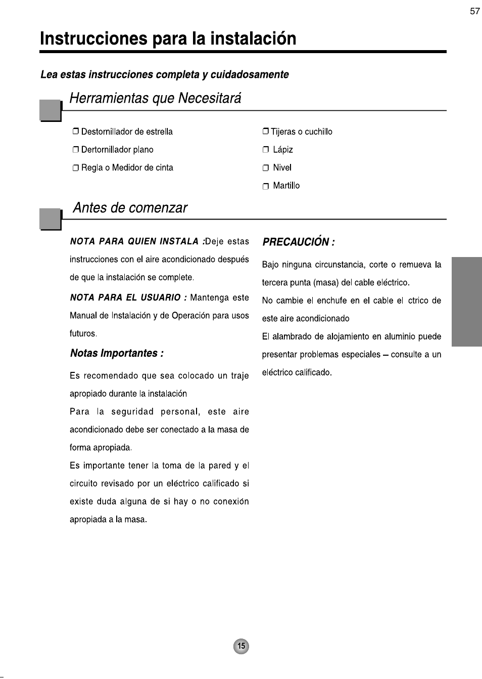 Español | Friedrich CP08 User Manual | Page 57 / 62