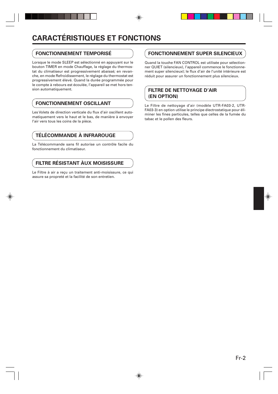Caractéristiques et fonctions, Fr-2 | Friedrich MR09C1F User Manual | Page 17 / 46
