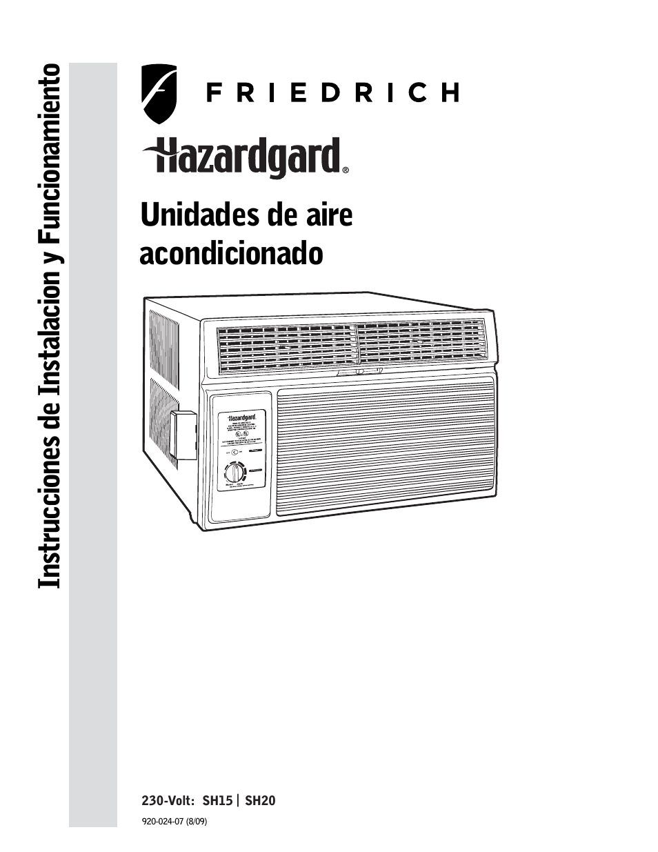 Unidades de aire acondicionado | Friedrich HAZARDGARD SH15 User Manual | Page 19 / 60