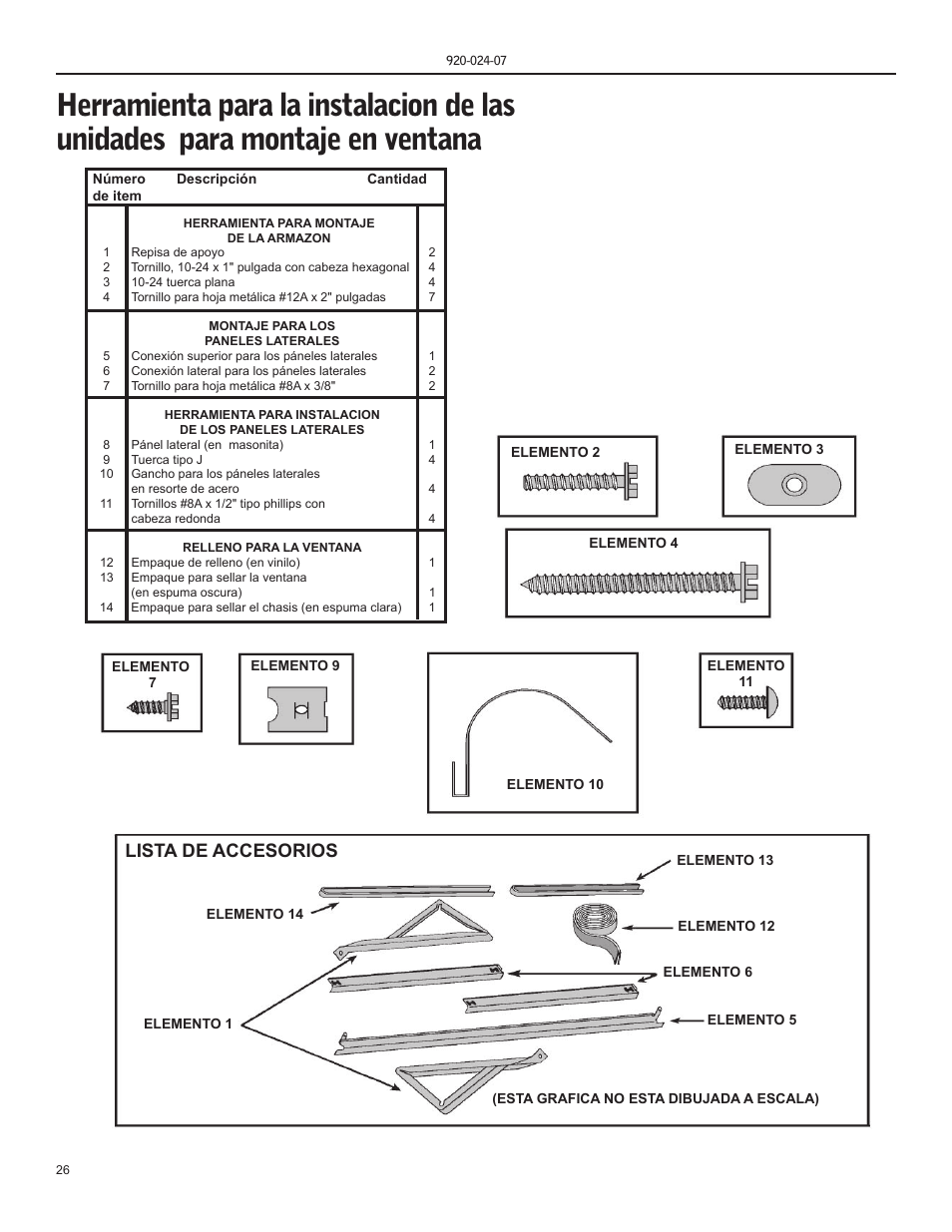 Lista de accesorios | Friedrich HAZARDGARD SH15 User Manual | Page 26 / 60