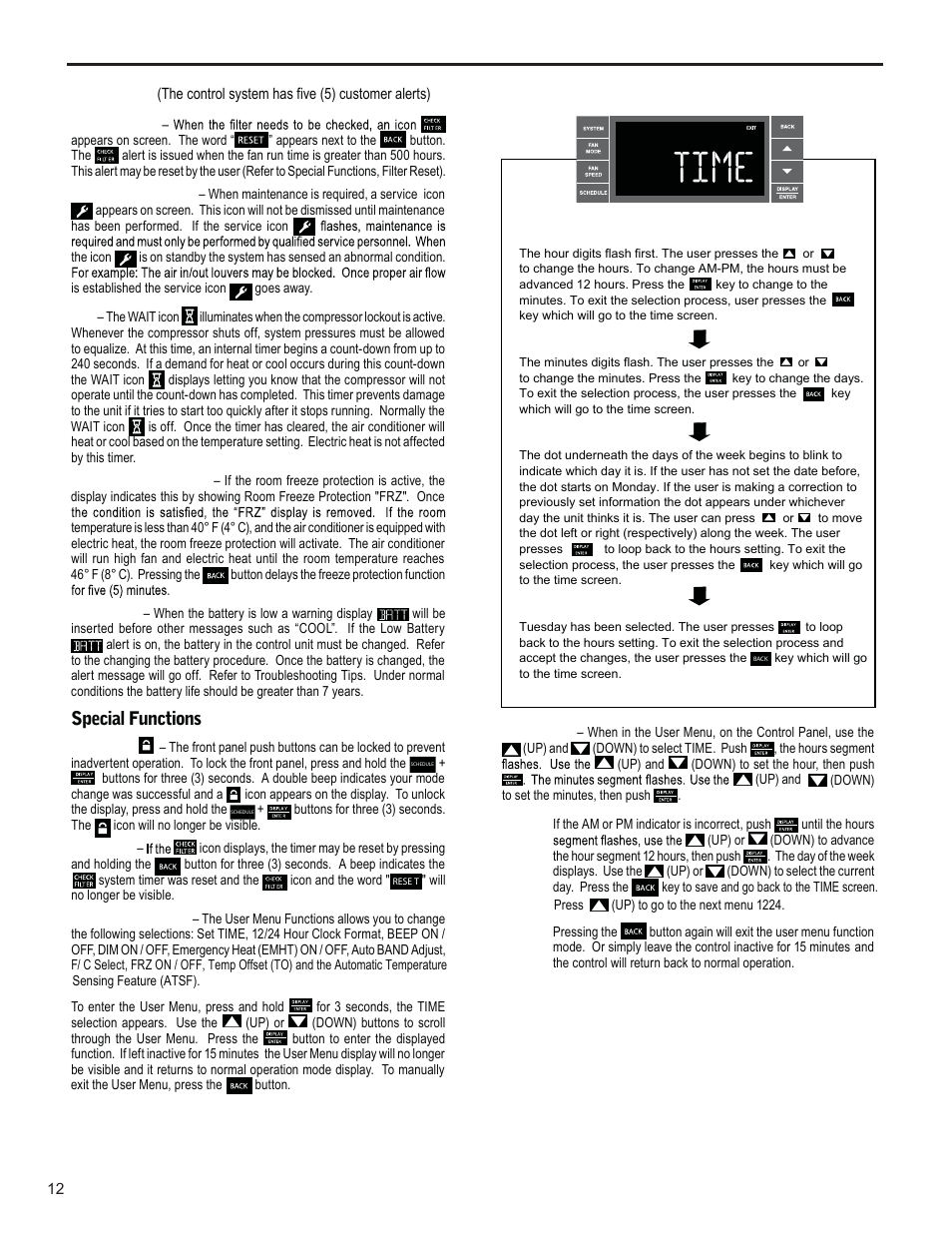 Alerts, Ecial functions | Friedrich KUHL R-410A User Manual | Page 13 / 87