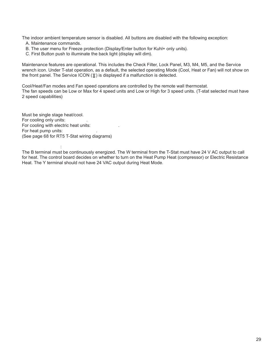 Unit operation with a wall-stat | Friedrich KUHL R-410A User Manual | Page 30 / 87