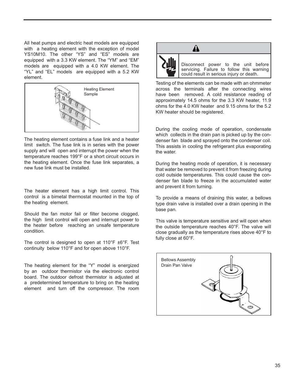 Warning, Components testing | Friedrich KUHL R-410A User Manual | Page 36 / 87