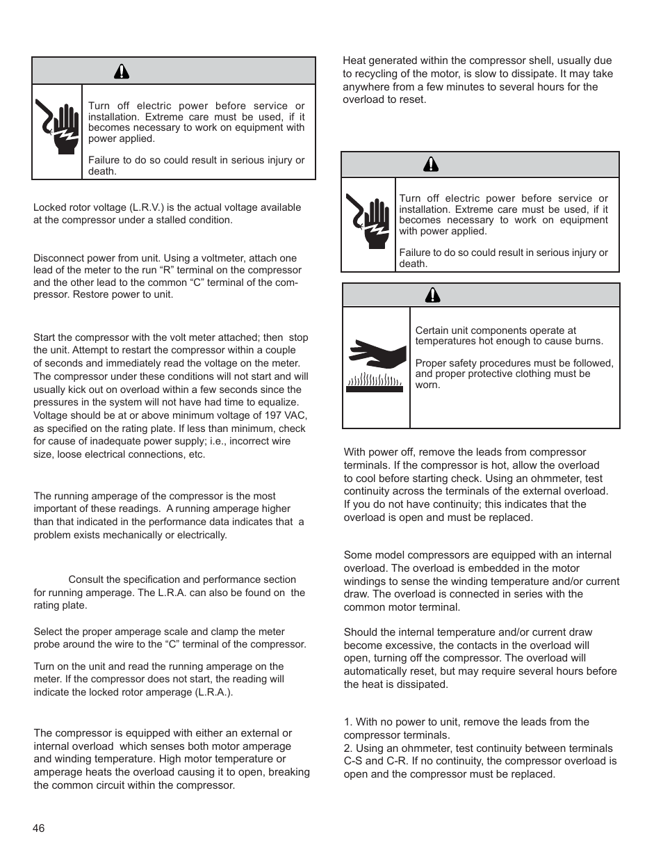 Warning, Compressor checks | Friedrich KUHL R-410A User Manual | Page 47 / 87