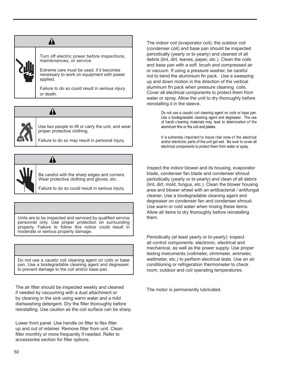 Notice, Warning, Routine maintenance | Friedrich KUHL R-410A User Manual | Page 51 / 87