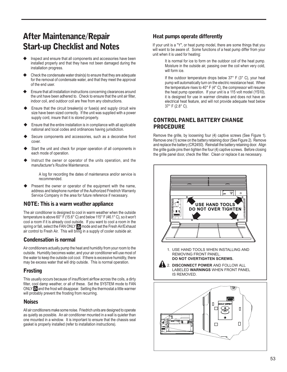 Routine maintenance (continued) | Friedrich KUHL R-410A User Manual | Page 54 / 87