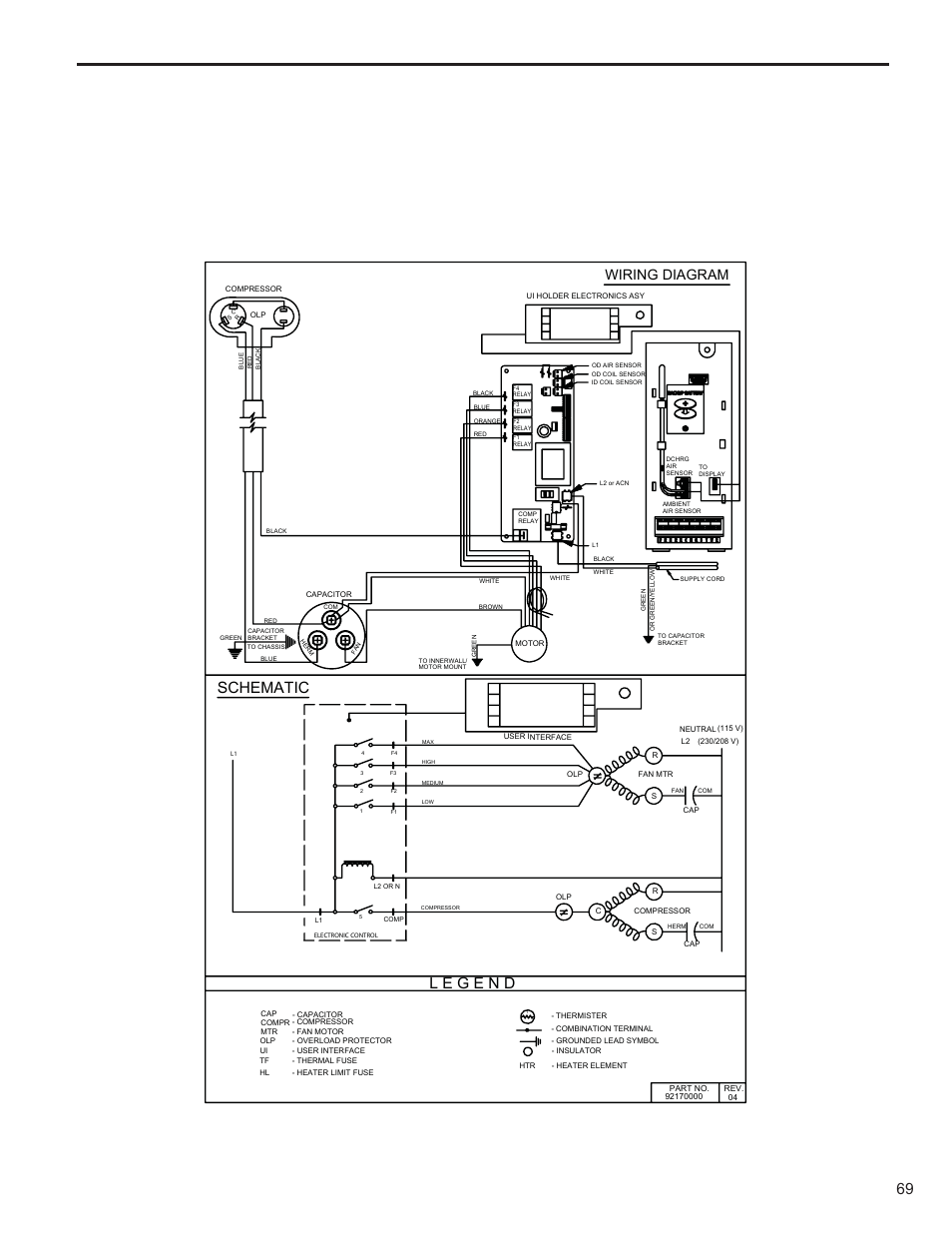 Schematic, Wiring diagram | Friedrich KUHL R-410A User Manual | Page 70 / 87