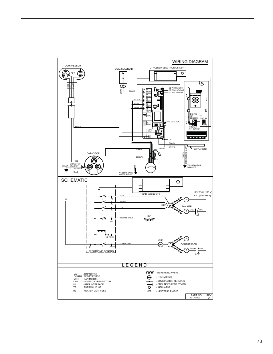 Schematic, Wiring diagram | Friedrich KUHL R-410A User Manual | Page 74 / 87