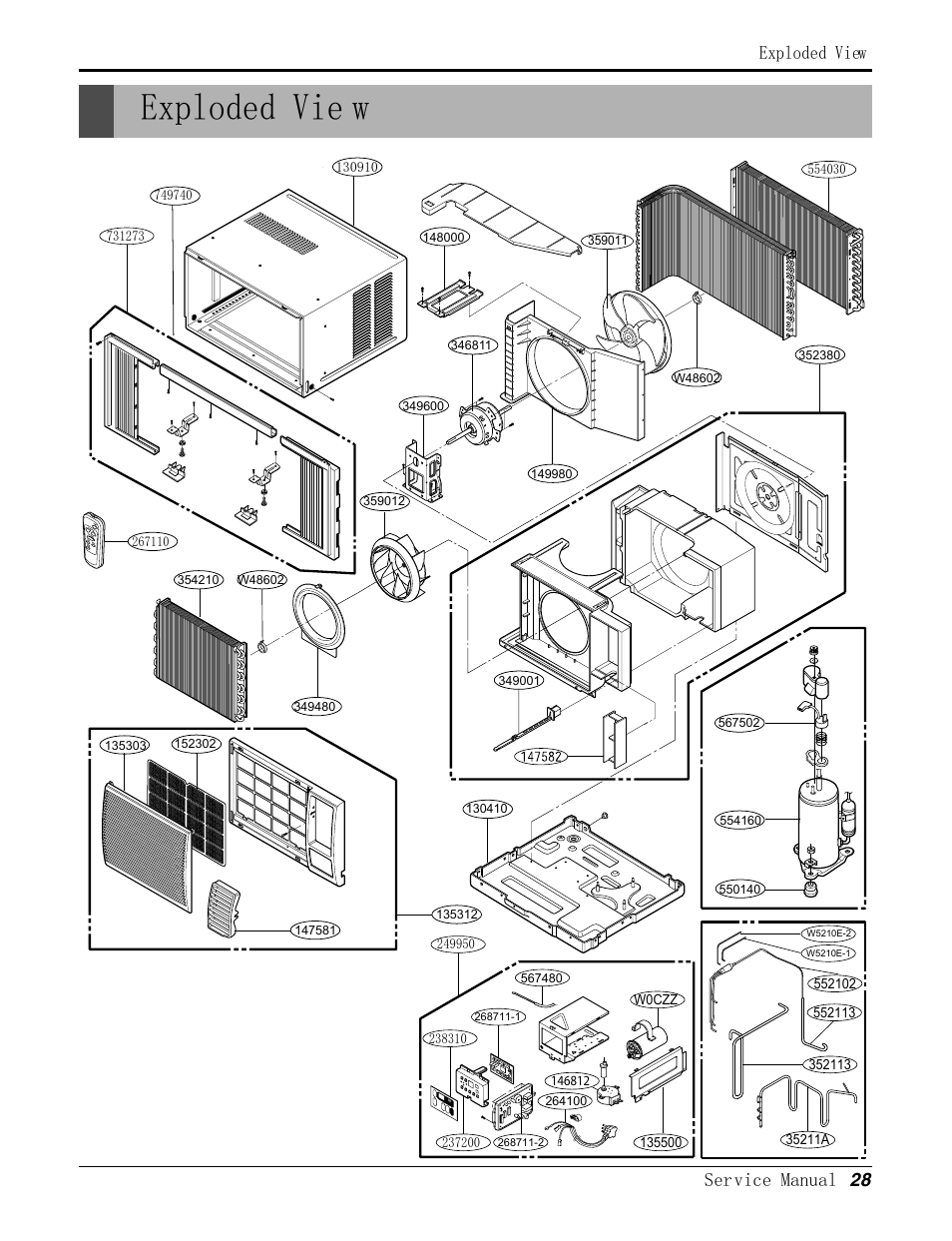 Exploded vie w, Service manual 28 exploded view | Friedrich CP10E10 User Manual | Page 28 / 30