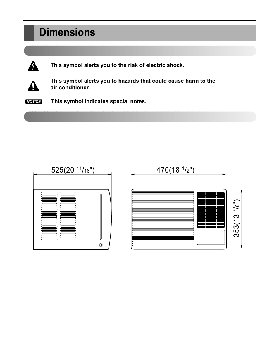 Dimensions | Friedrich CP10E10 User Manual | Page 6 / 30