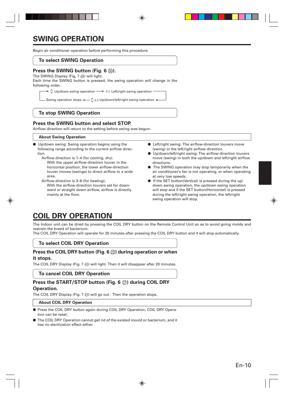 Swing operation coil dry operation, En-10 | Friedrich MW24Y3F User Manual | Page 11 / 46