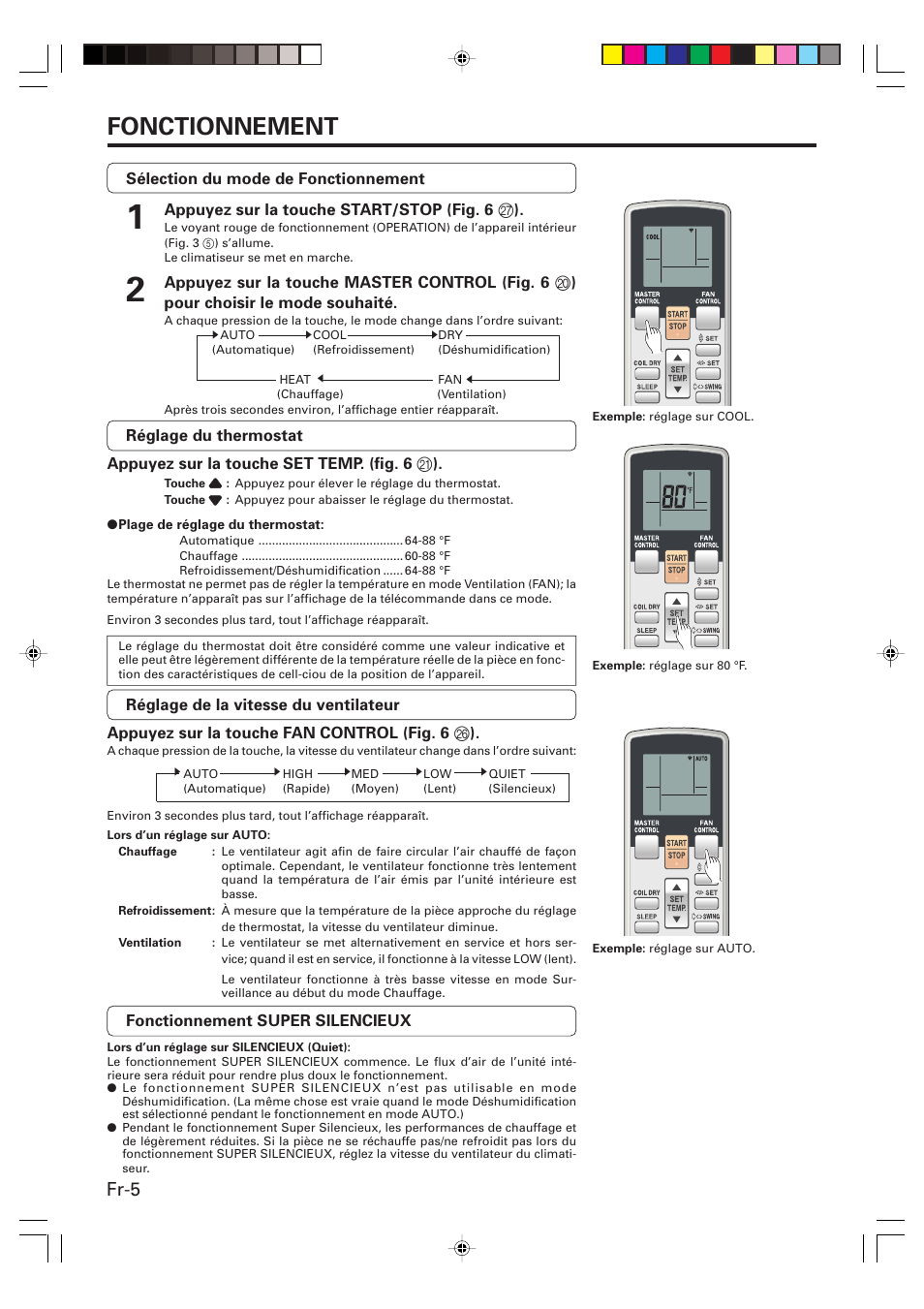 Fonctionnement, Fr-5 | Friedrich MW24Y3F User Manual | Page 20 / 46