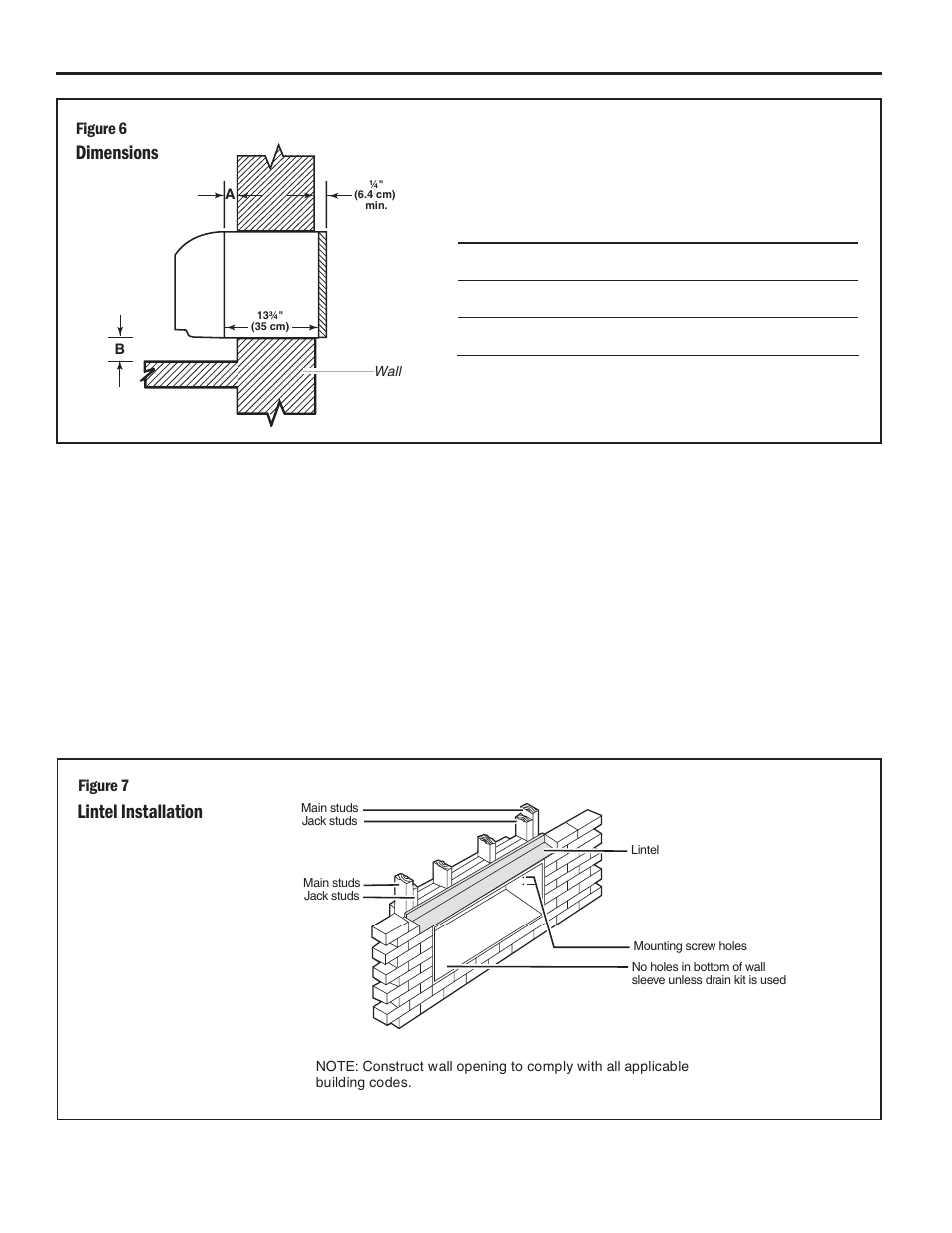 Dimensions, Lintel in stal la tion, Figure 7 | Figure 6 | Friedrich HEAT PUMPS User Manual | Page 10 / 28