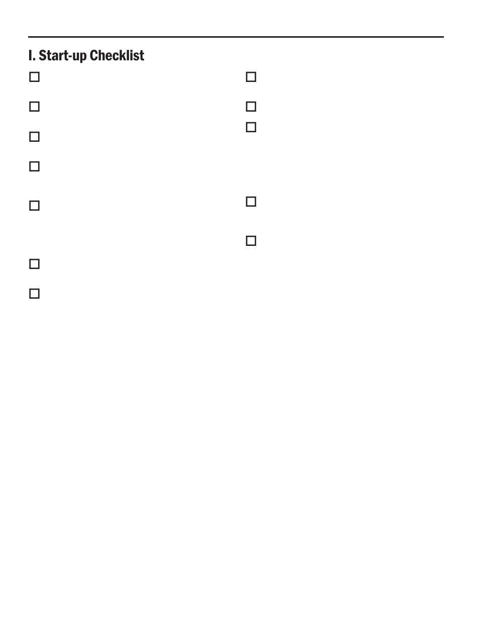 I. start-up checklist | Friedrich HEAT PUMPS User Manual | Page 20 / 28