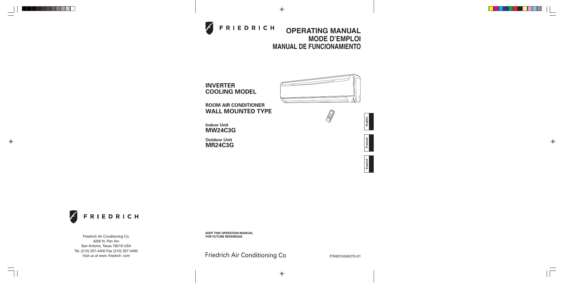 Friedrich MW24C3G User Manual | 18 pages
