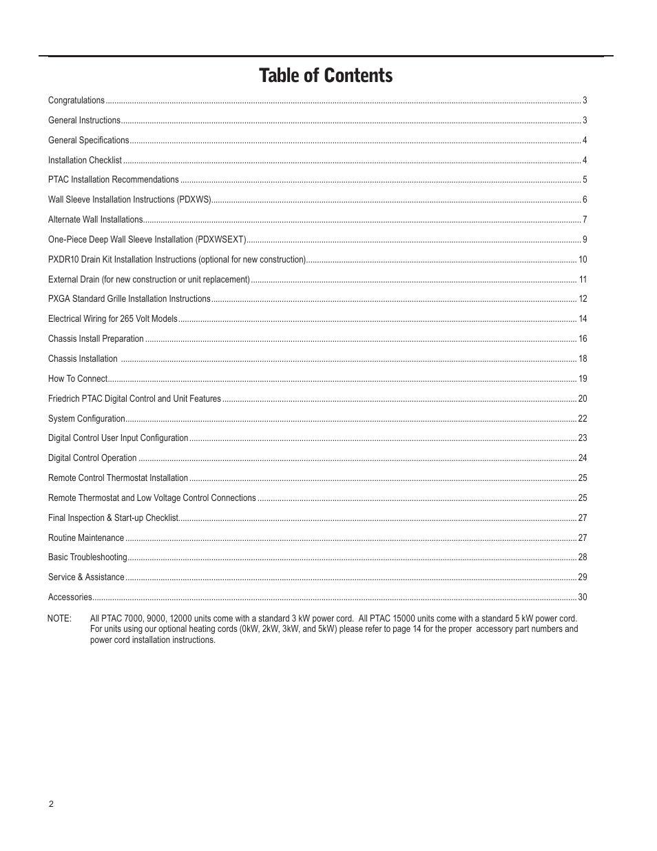 Friedrich 920-087-09 (12/10) User Manual | Page 2 / 36