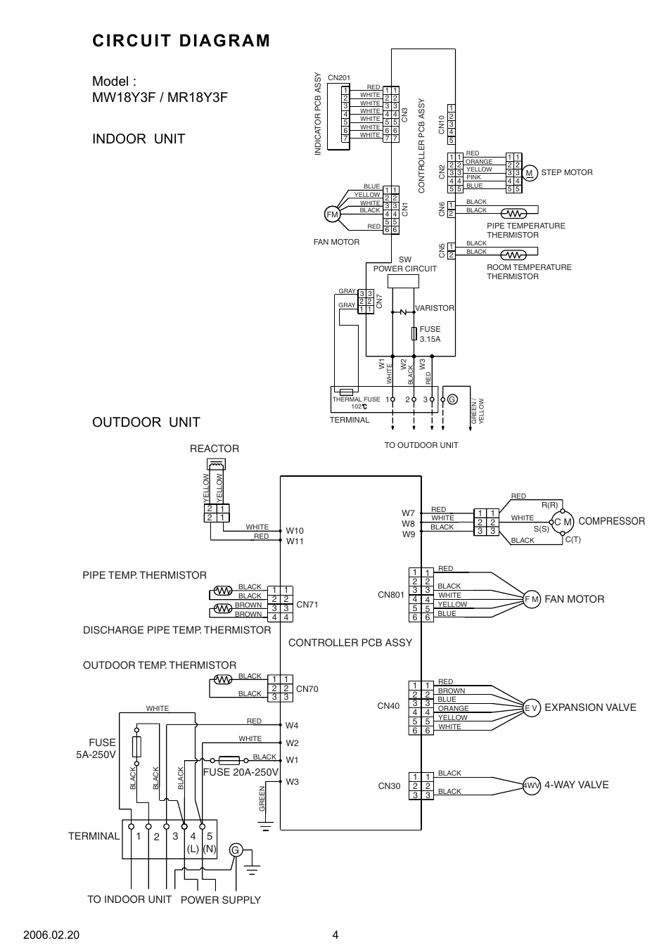 Circuit diagram | Friedrich MW18Y3F User Manual | Page 5 / 19
