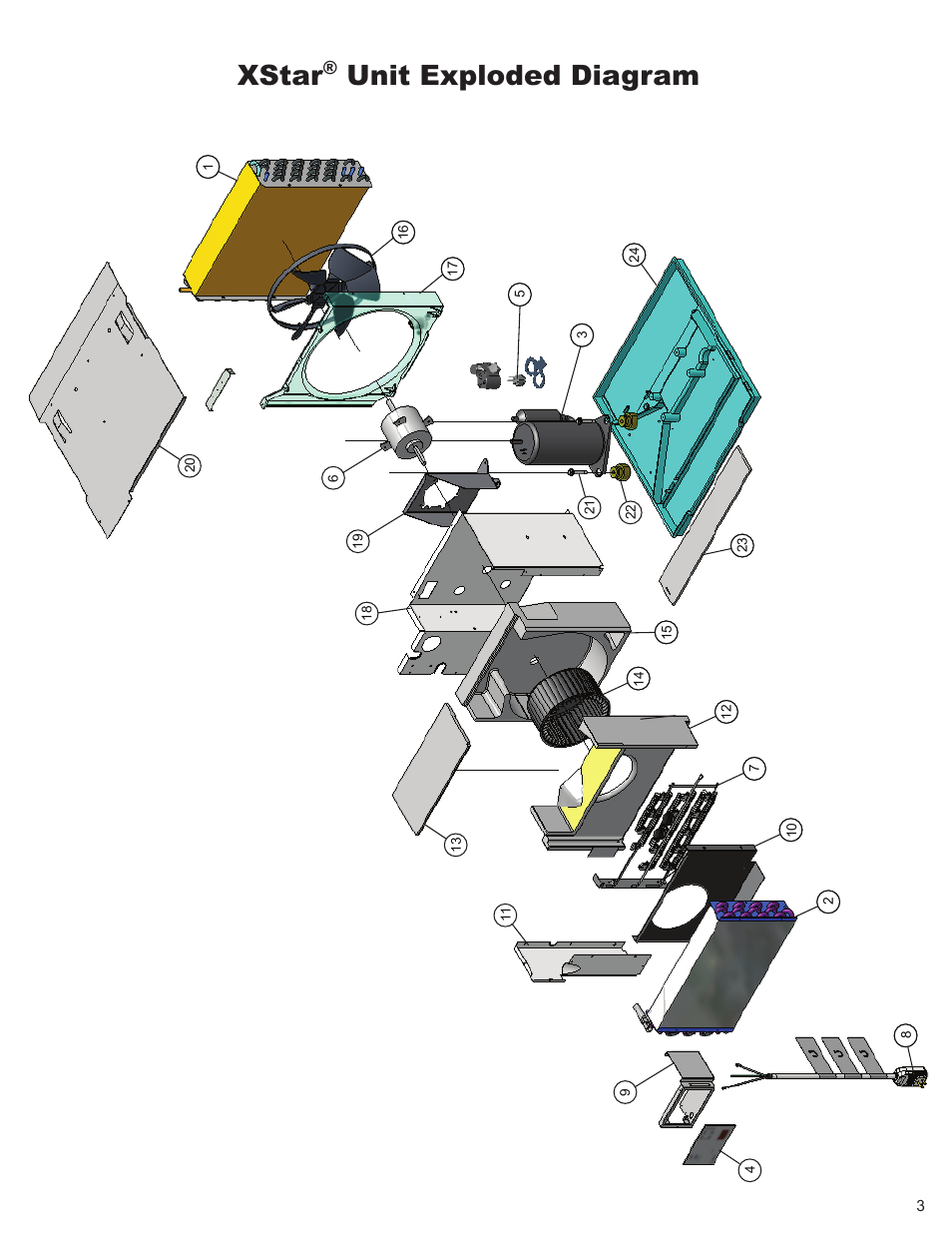 Xstar, Unit exploded diagram | Friedrich KUHL + XSTAR R-410A User Manual | Page 4 / 16