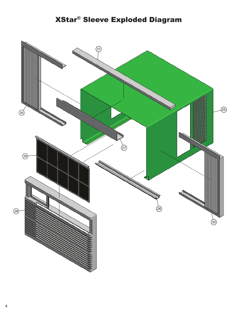 Xstar, Sleeve exploded diagram | Friedrich KUHL + XSTAR R-410A User Manual | Page 5 / 16