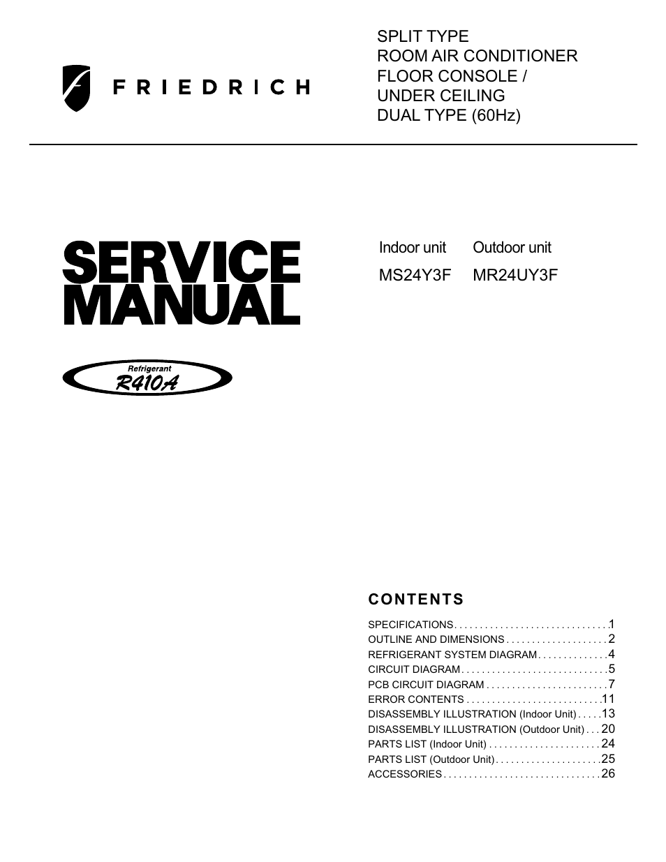 Friedrich MS24Y3F User Manual | 29 pages