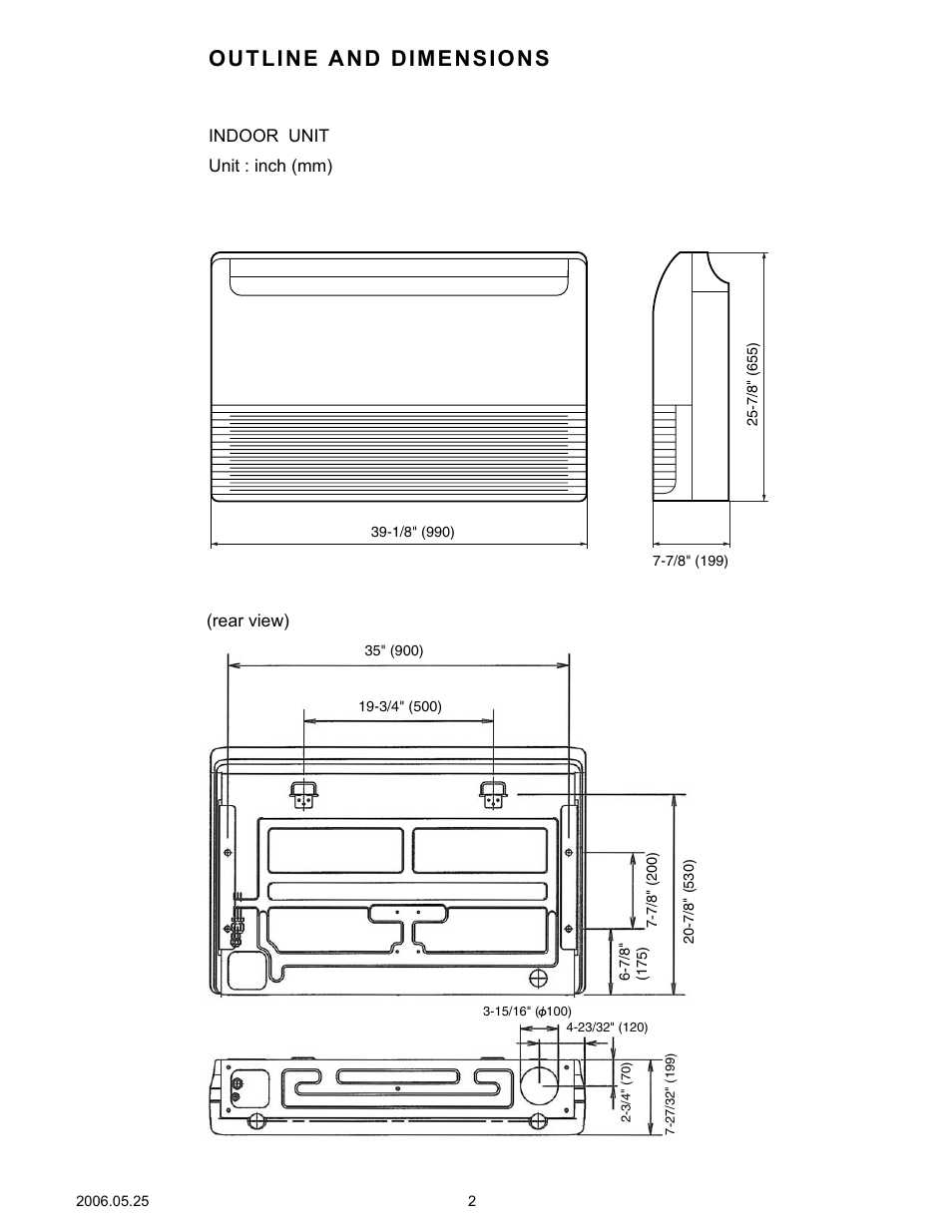 Outline and dimensions | Friedrich MS24Y3F User Manual | Page 3 / 29