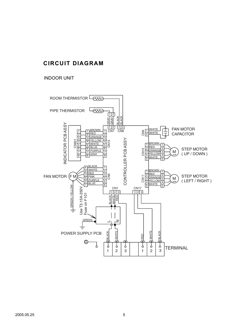 Circuit diagram, Indoor unit terminal | Friedrich MS24Y3F User Manual | Page 6 / 29