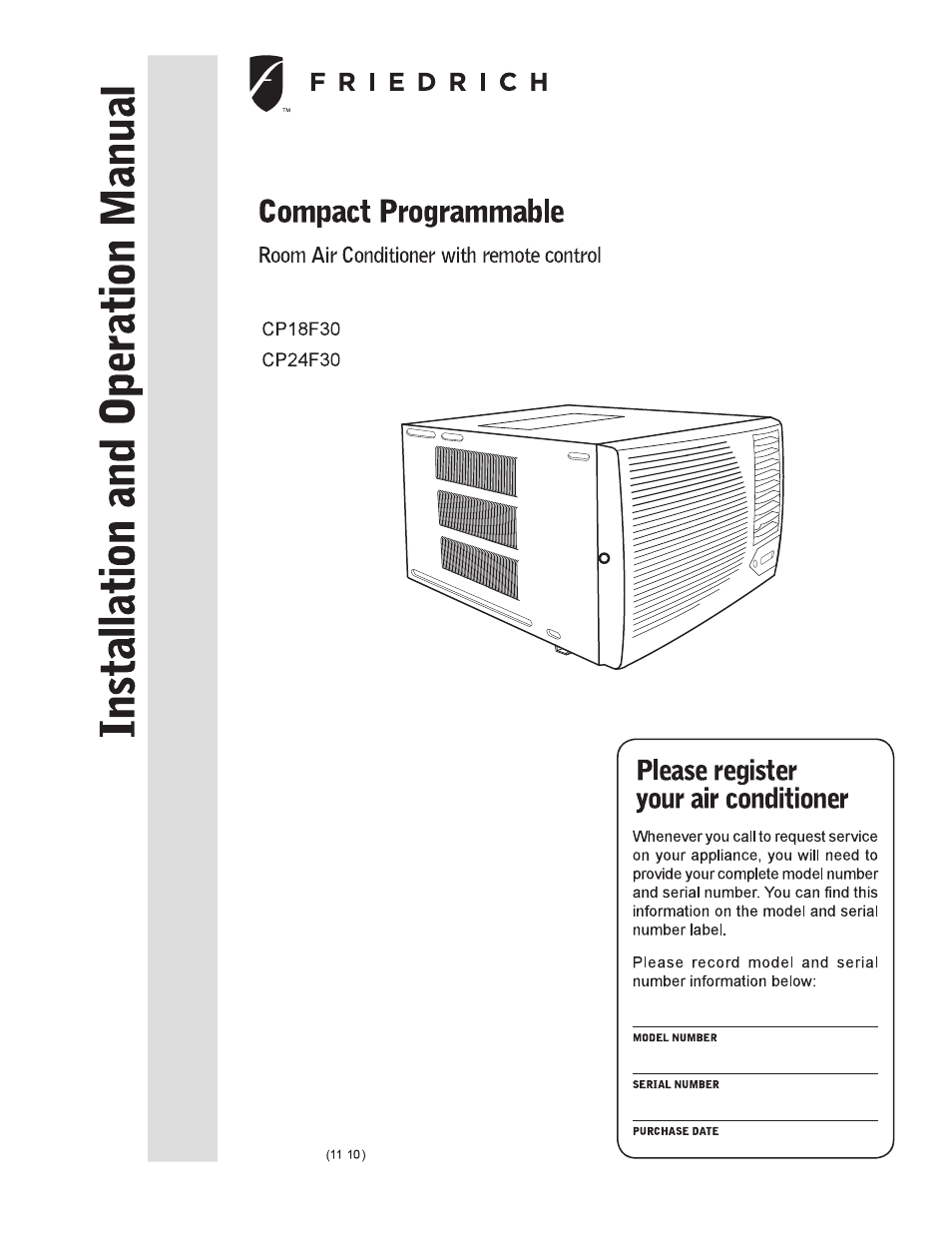 Friedrich CP15F10A User Manual | 20 pages