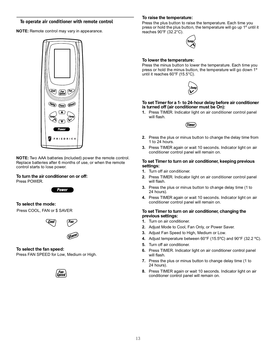 Friedrich CP15F10A User Manual | Page 15 / 20
