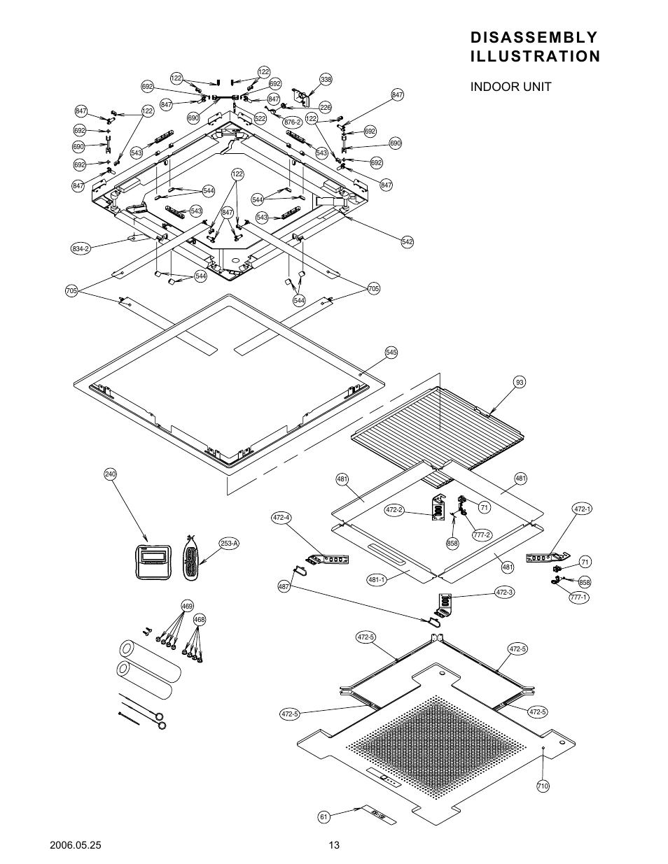 Disassembly illustration, Indoor unit | Friedrich MC24Y3F User Manual | Page 14 / 25