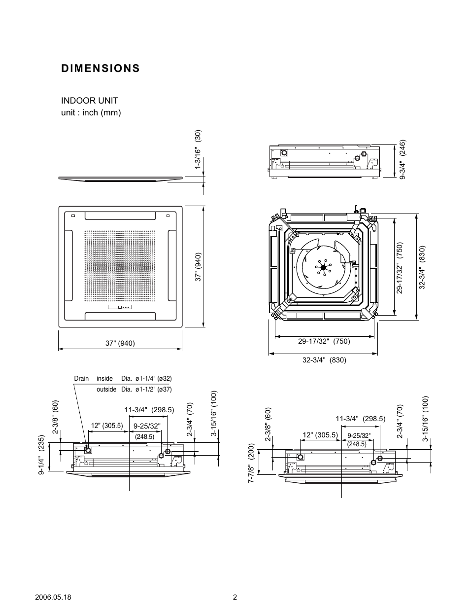Dimensions | Friedrich MC24Y3F User Manual | Page 3 / 25