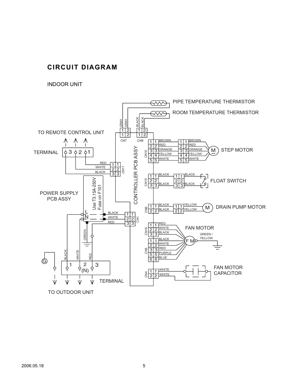 Circuit diagram, Indoor unit | Friedrich MC24Y3F User Manual | Page 6 / 25