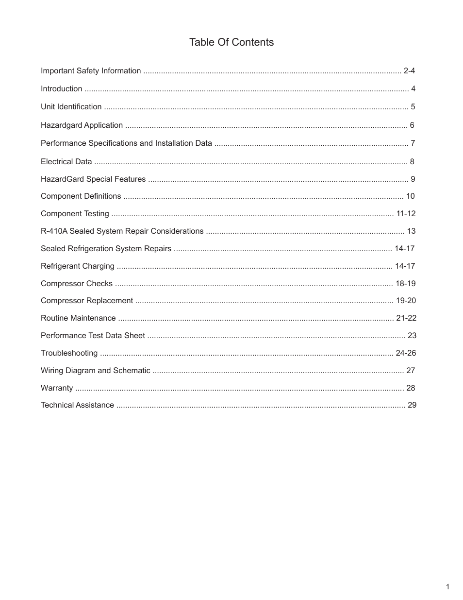 Friedrich HAZARDGARG R-410A User Manual | Page 2 / 32