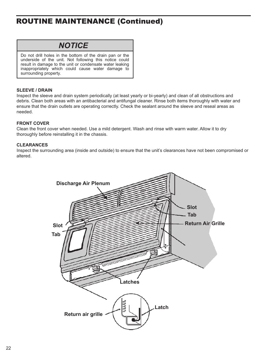 Notice, Routine maintenance (continued) | Friedrich HAZARDGARG R-410A User Manual | Page 23 / 32