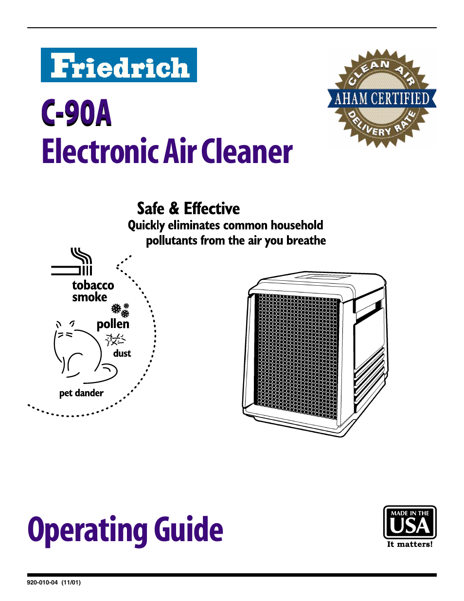 Friedrich C-90A User Manual | 31 pages