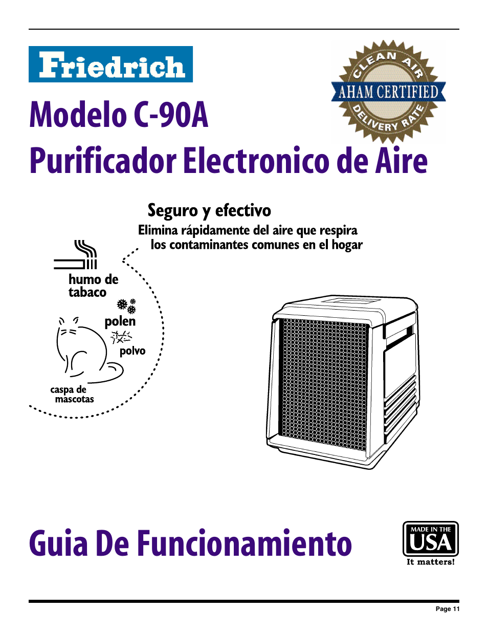 Friedrich C-90A User Manual | Page 11 / 31