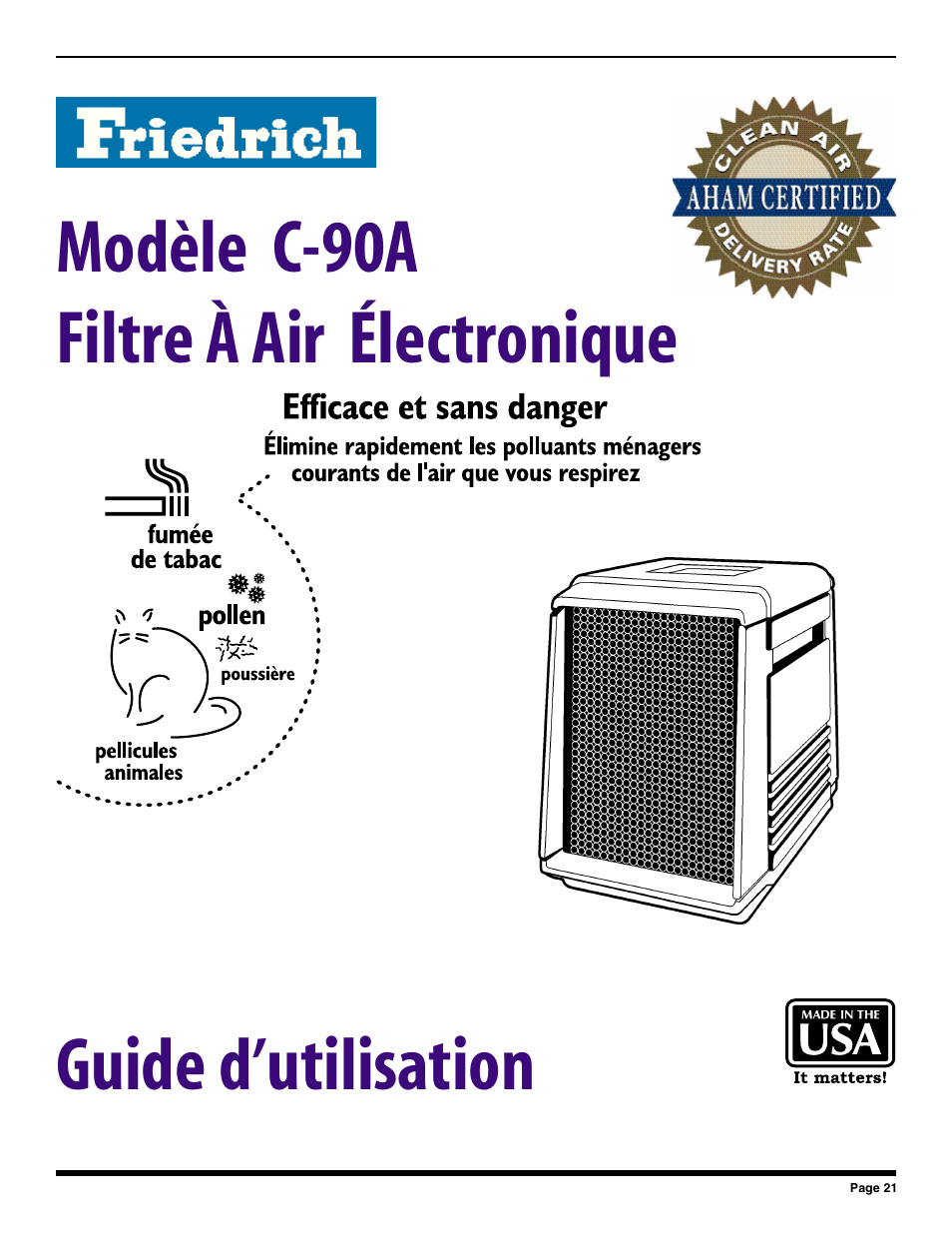 Friedrich C-90A User Manual | Page 21 / 31