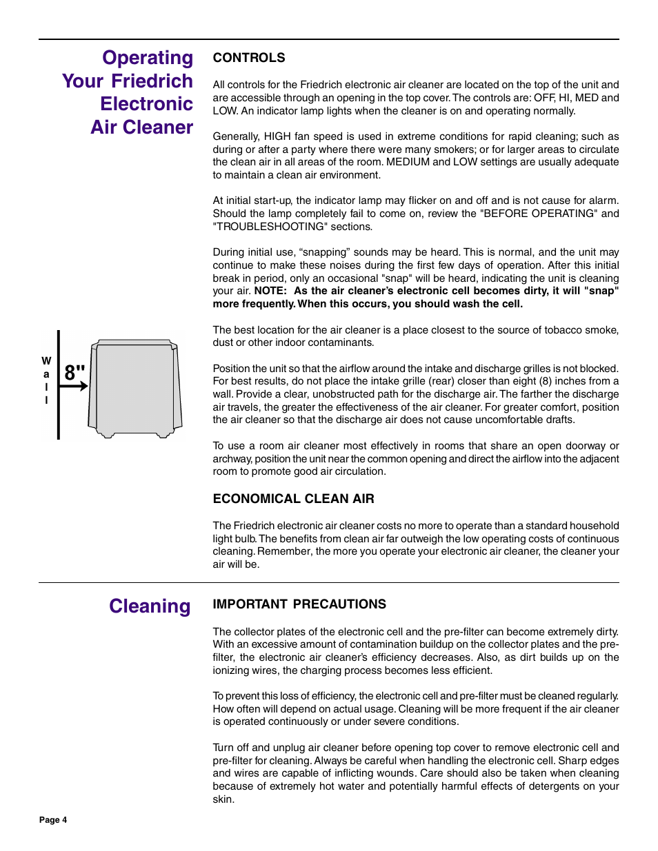 Friedrich C-90A User Manual | Page 4 / 31