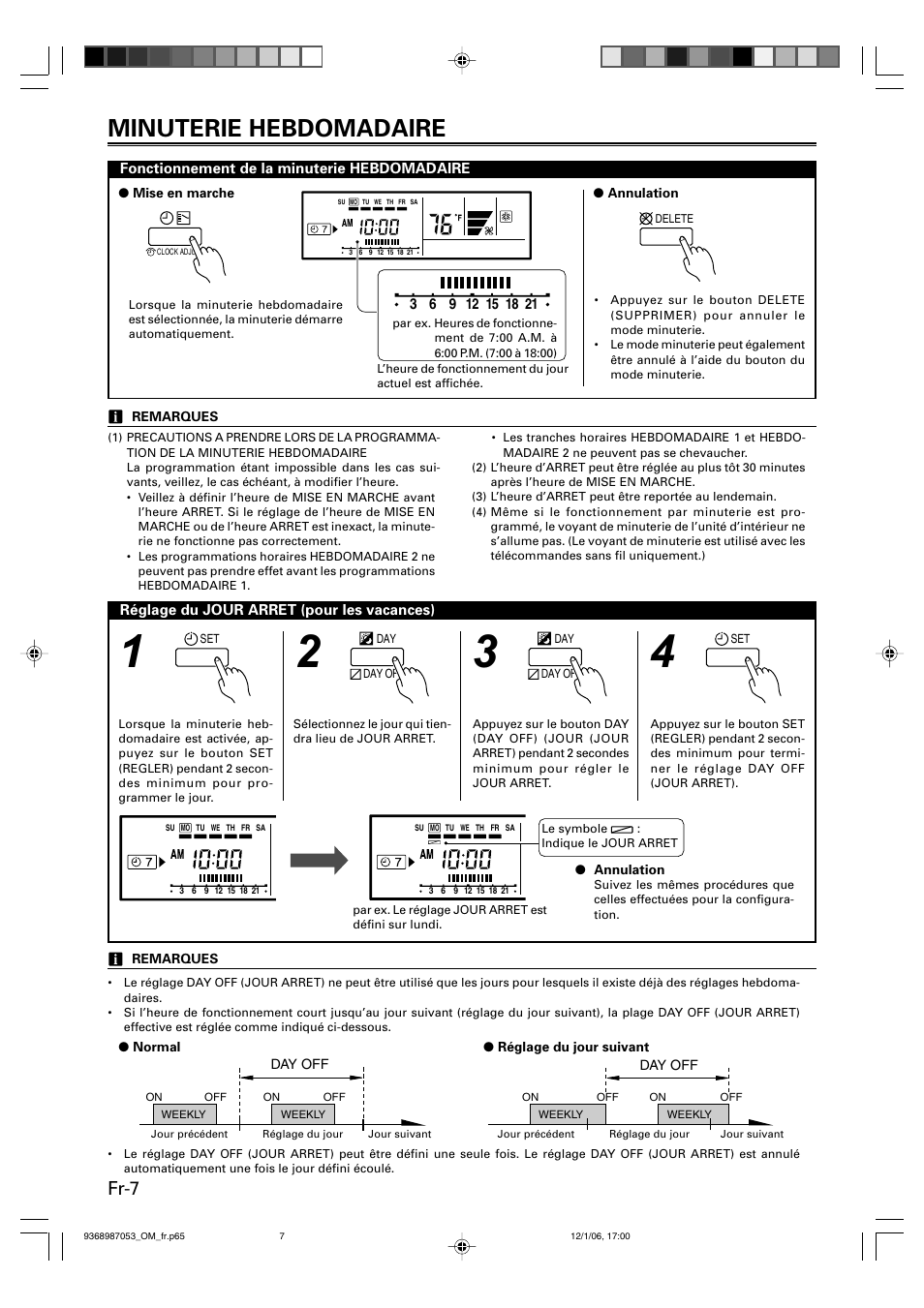 Minuterie hebdomadaire, Fr-7 | Friedrich 9368987053 User Manual | Page 24 / 52