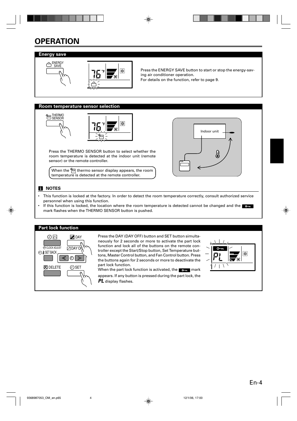 Operation, En-4 | Friedrich 9368987053 User Manual | Page 5 / 52