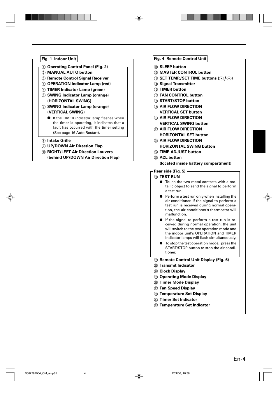 En-4 | Friedrich AIR CONDITIONER CEILING SUSPENSION TYPE P/N9362292054 User Manual | Page 5 / 52