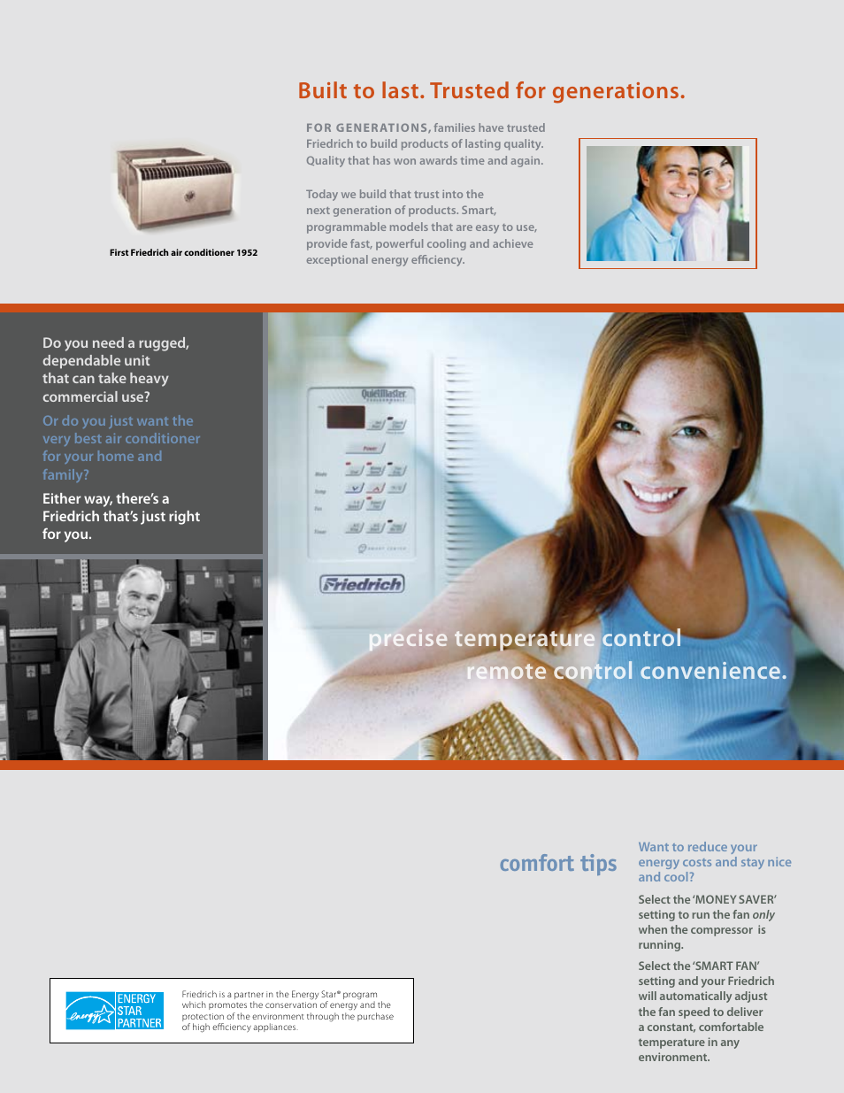 Built to last. trusted for generations, Comfort tips | Friedrich CP05 User Manual | Page 4 / 12
