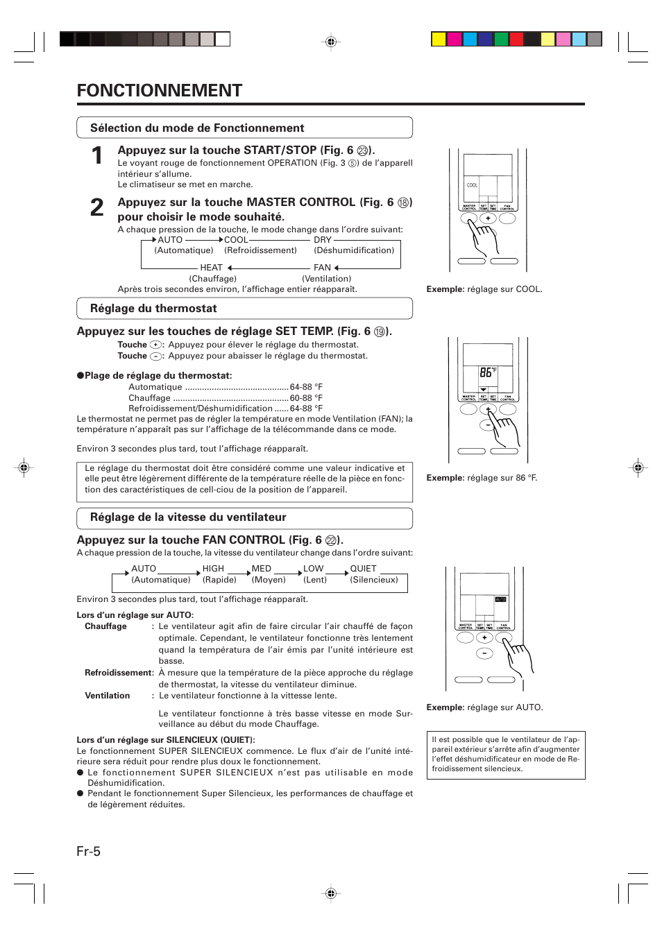 Fonctionnement, Fr-5 | Friedrich MR09Y1F MR12Y1F User Manual | Page 20 / 46
