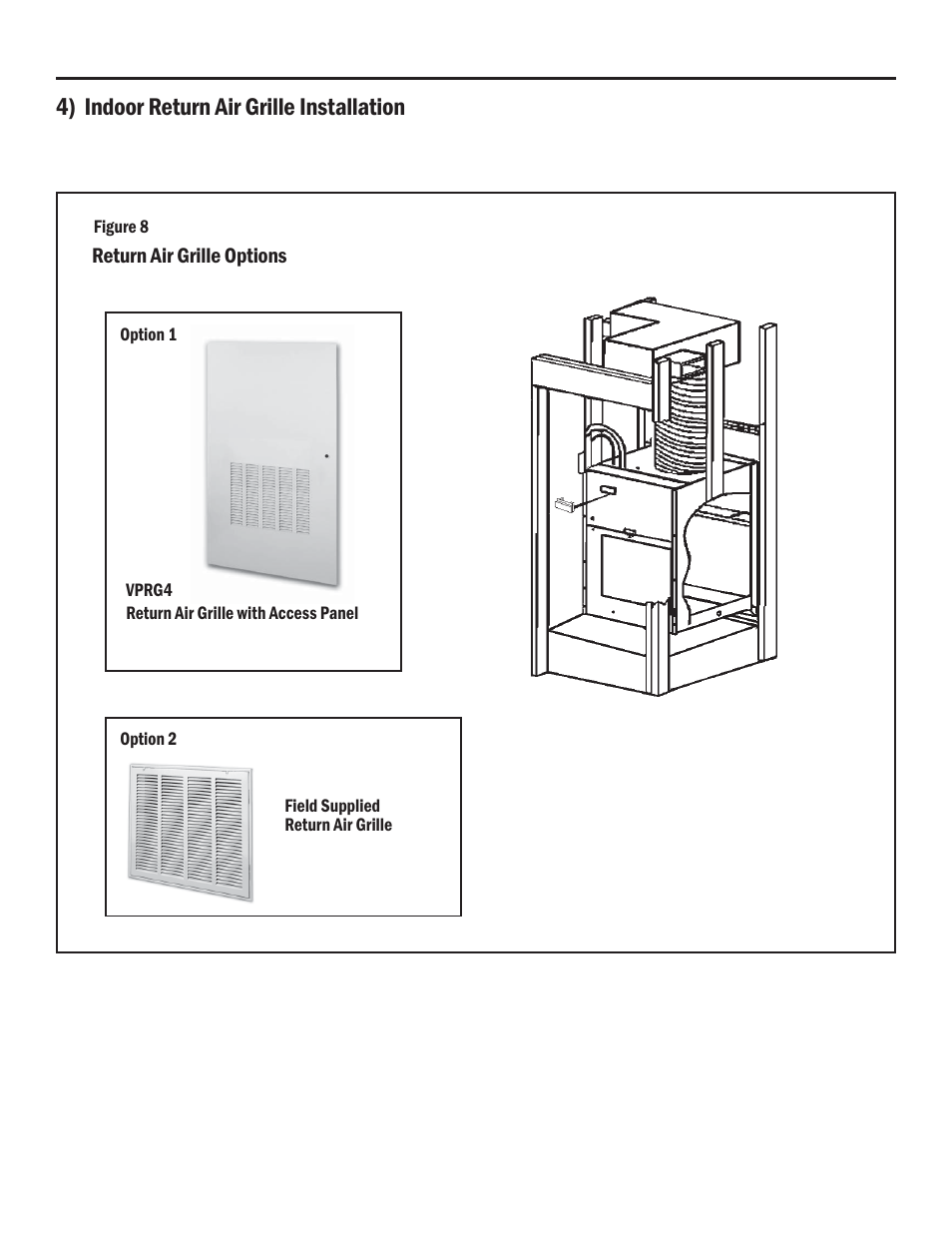 4) indoor return air grille installation, Return air grille op tions | Friedrich A-SERIES User Manual | Page 10 / 16