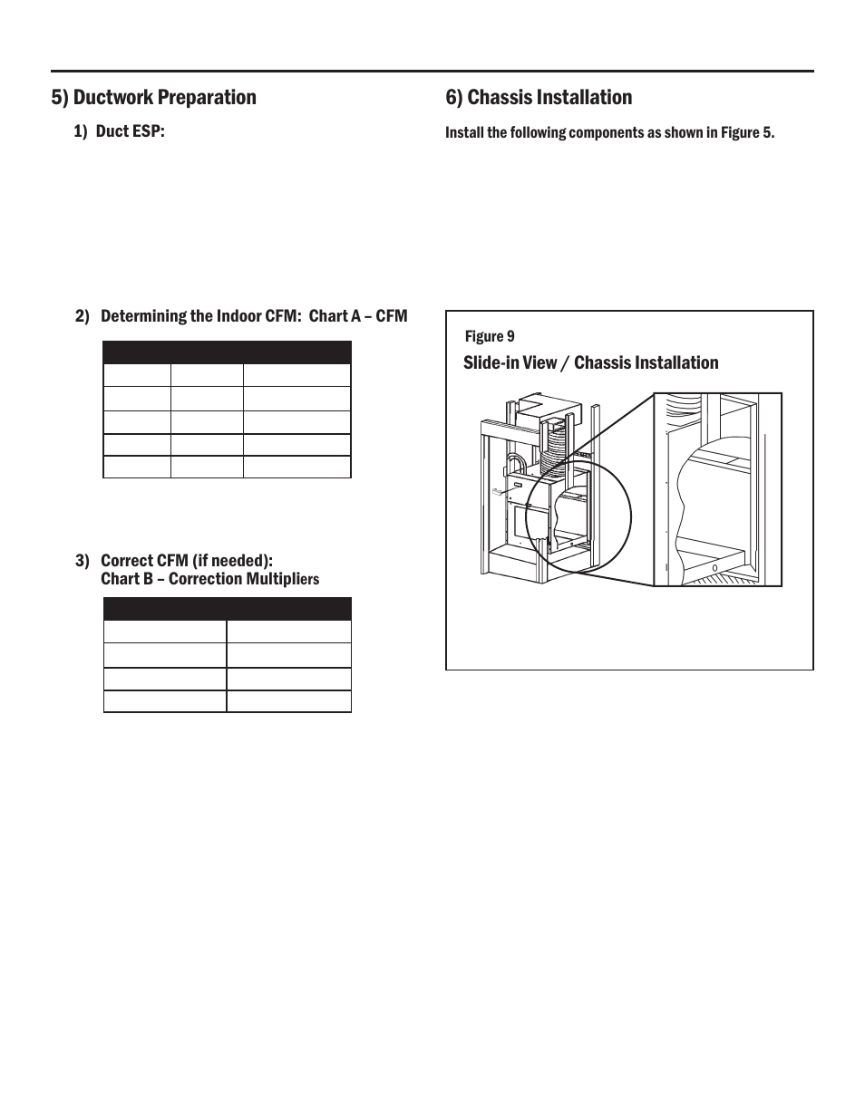 5) ductwork preparation, 6) chassis installation, Slide-in view / chassis installation | 1) duct esp | Friedrich A-SERIES User Manual | Page 11 / 16