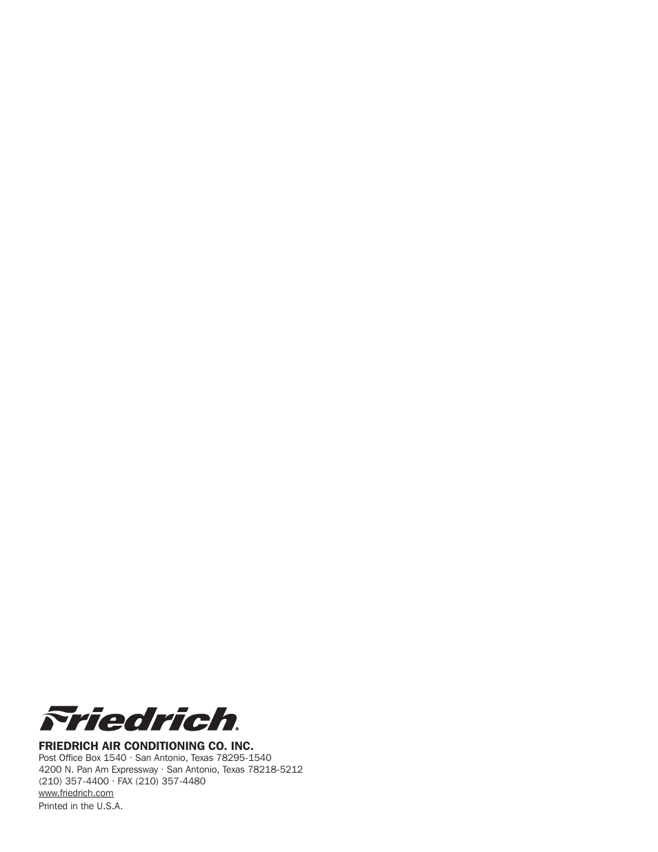 Friedrich A-SERIES User Manual | Page 16 / 16