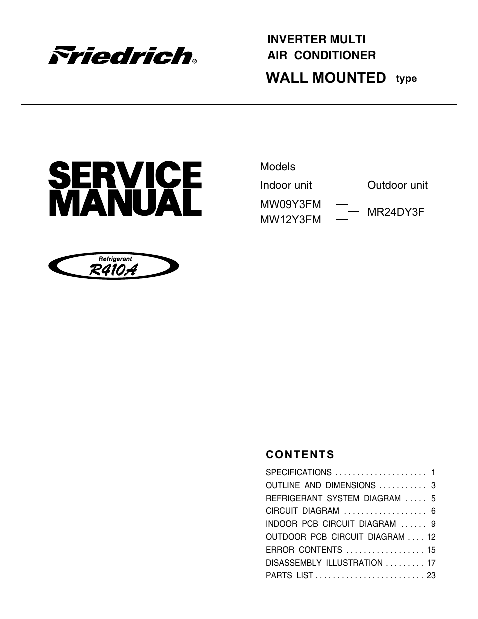 Friedrich MW09Y3FM User Manual | 27 pages