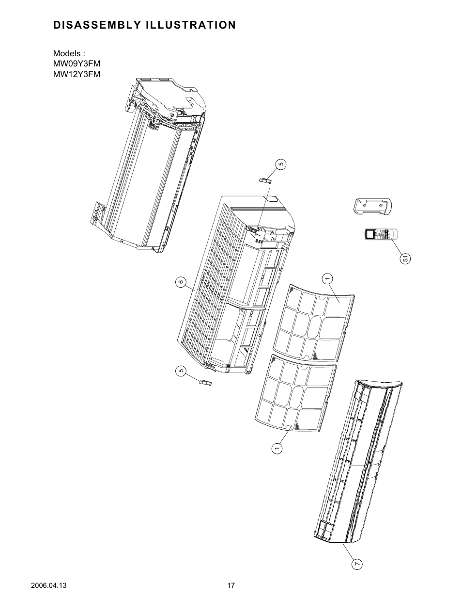 Disassembly illustration | Friedrich MW09Y3FM User Manual | Page 18 / 27