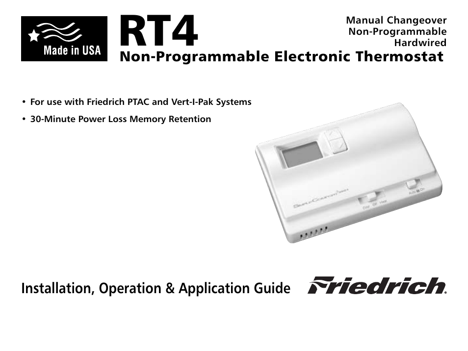 Friedrich RT4 User Manual | 13 pages