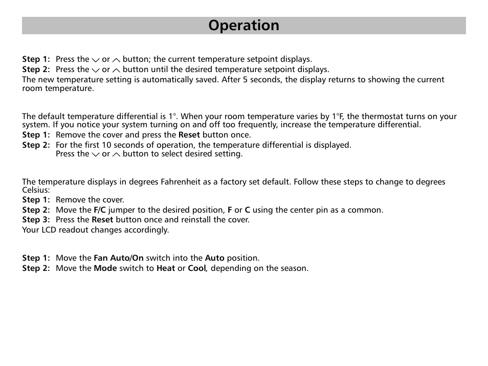 Operation | Friedrich RT4 User Manual | Page 9 / 13